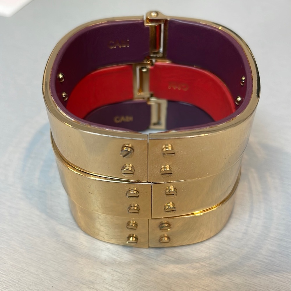 Set of 3 cabi gold tone hinge bracelets